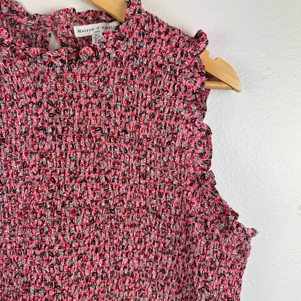MAISON d'AMELIE Womens ruched sleeveless top pullover shirt - L
